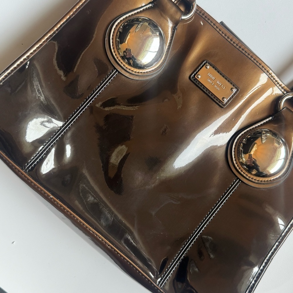 Nine west patent bronze/ brown ombre tote bag ❤️ - Picture 2 of 9